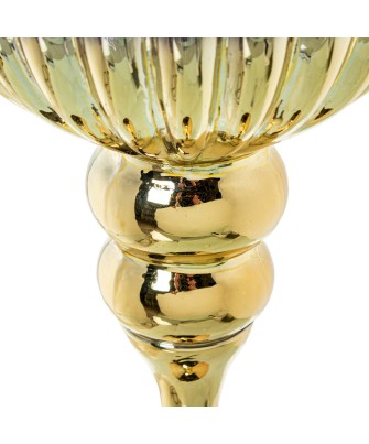 Set 2 Portavelas Copa Cristal Morado y Dorado | Decoración