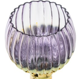 Set 2 Portavelas Copa Cristal Morado y Dorado | Decoración