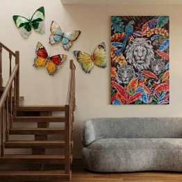 Mariposa de Pared Metal y Nácar Multicolor 45cm | Decoración
