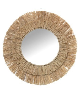 Espejo de Pared Redondo de Rafia Ø57cm | Estilo Boho Sol