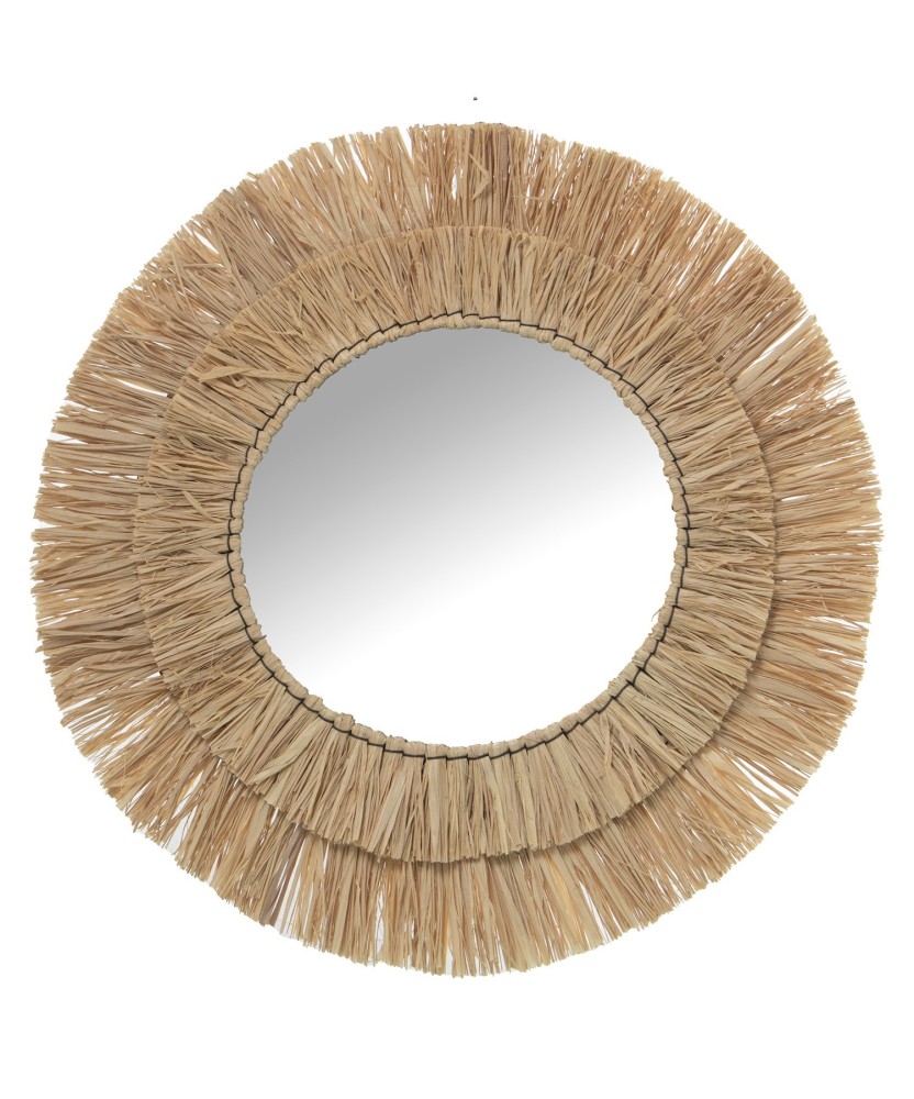 Espejo de Pared Redondo de Rafia Ø57cm | Estilo Boho Sol
