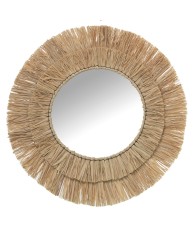 Espejo de Pared Redondo de Rafia Ø57cm | Estilo Boho Sol