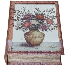 Set 2 Cajas Libro Madera DM y Espejo | Organizador Vintage
