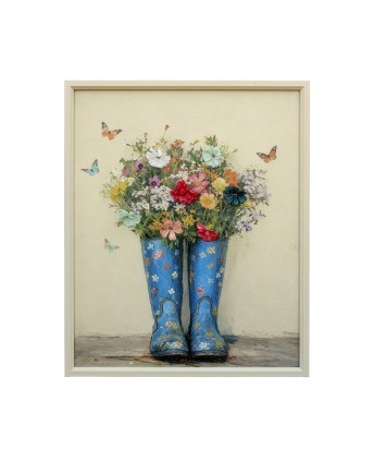 Cuadro de Botas con Flores de Madera 50x60 cm | Nova Decoración