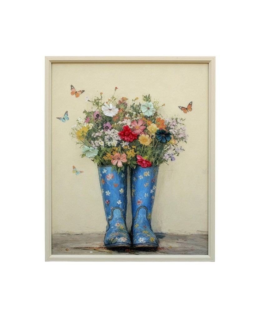 Cuadro de Botas con Flores de Madera 50x60 cm | Nova Decoración