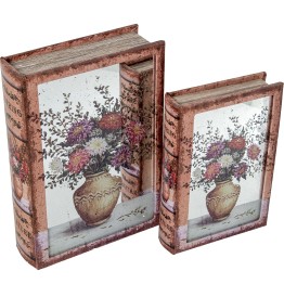 Set 2 Cajas Libro Madera DM y Espejo | Organizador Vintage