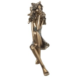 Figura de Resina Niña Sentada Dorada 37cm | Nova Decoración