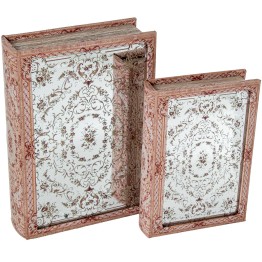 Set 2 Cajas Libro Madera DM y Espejo | Organizador Vintage
