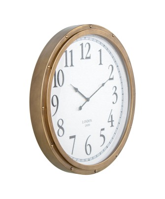 Reloj de Pared Redondo Metal Hierro y Madera Ø60cm | Estilo London