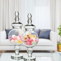 Tibor Cristal Transparente con Tapa 30cm | Decoración