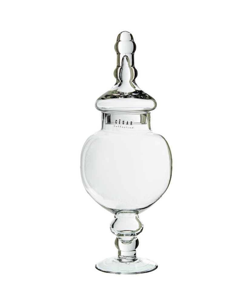 Tibor Cristal Transparente con Tapa 30cm | Decoración
