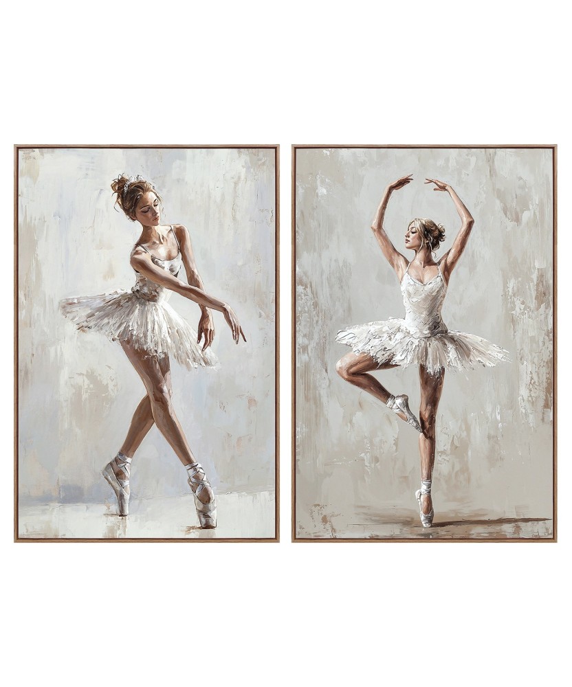 Set 2 Cuadros Bailarinas con Marco 80x120cm | Pintado a Mano
