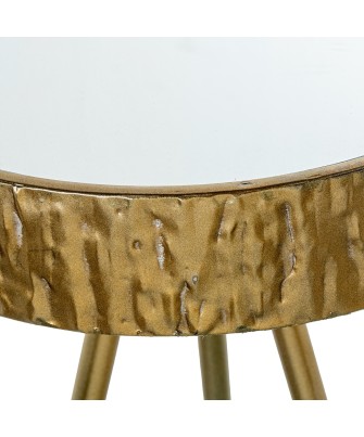 Mesa Auxiliar Metal Dorado y Espejo Ø30x50cm | Estilo Glam