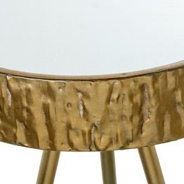 Mesa Auxiliar Metal Dorado y Espejo Ø30x50cm | Estilo Glam