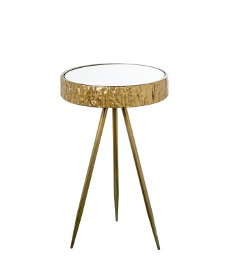 Mesa Auxiliar Metal Dorado y Espejo Ø30x50cm | Estilo Glam