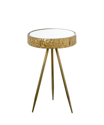 Mesa Auxiliar Metal Dorado y Espejo Ø30x50cm | Estilo Glam