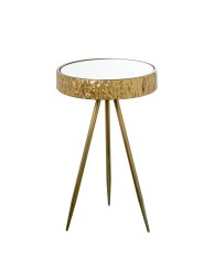 Mesa Auxiliar Metal Dorado y Espejo Ø30x50cm | Estilo Glam