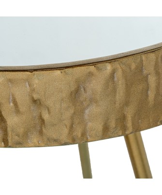 Mesa Auxiliar Metal Dorado y Espejo Ø40x59cm | Estilo Glam