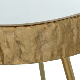 Mesa Auxiliar Metal Dorado y Espejo Ø40x59cm | Estilo Glam