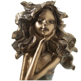 Figura de Resina Niña Sentada Dorada 37cm | Nova Decoración