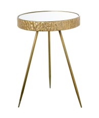 Mesa Auxiliar Metal Dorado y Espejo Ø40x59cm | Estilo Glam