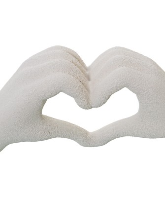 Figura Manos Corazón Cerámica Beige 29cm | Decoración