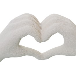 Figura Manos Corazón Cerámica Beige 29cm | Decoración