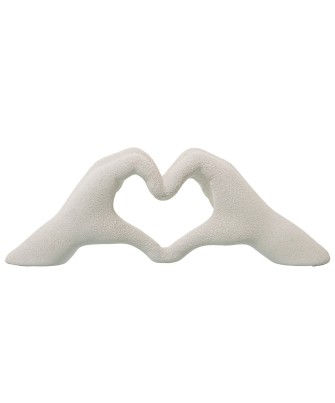 Figura Manos Corazón Cerámica Beige 29cm | Decoración
