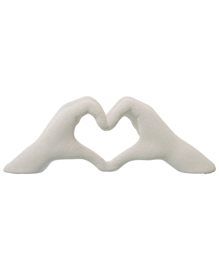 Figura Manos Corazón Cerámica Beige 29cm | Decoración