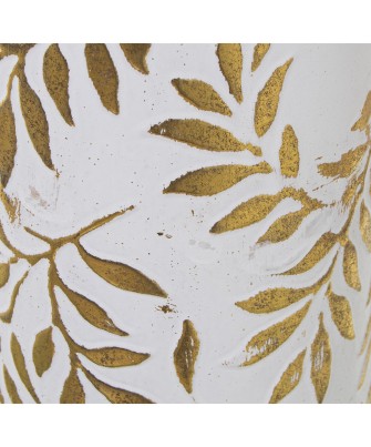 Jarrón de Suelo Metal Blanco y Dorado 54cm | Decoración Hogar