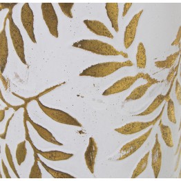 Jarrón de Suelo Metal Blanco y Dorado 54cm | Decoración Hogar