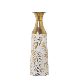 Jarrón de Suelo Metal Blanco y Dorado 54cm | Decoración Hogar
