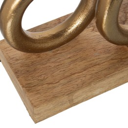 Portavelas Doble Metal Dorado y Madera 20cm | Diseño Moderno