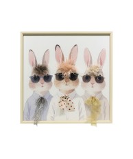 Cuadro Conejos con Gafas y Pajarita 60x60 cm | Nova Decoración