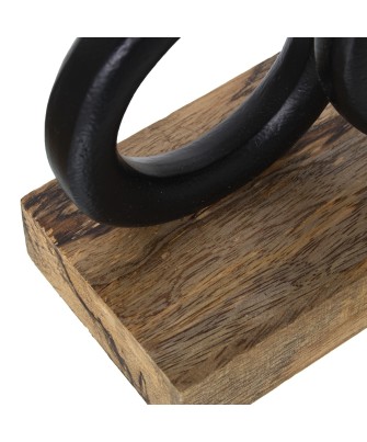 Portavelas Doble Metal Negro y Madera 20cm | Diseño Moderno