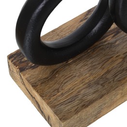 Portavelas Doble Metal Negro y Madera 20cm | Diseño Moderno