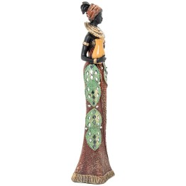 Figura Africana de Resina de Mujer 36cm | Decoración Étnica