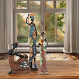 Figura Africana de Resina de Mujer 36cm | Decoración Étnica