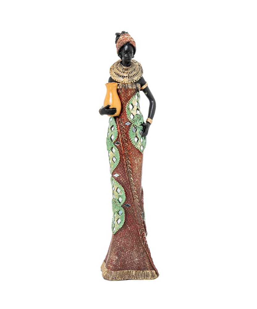 Figura Africana de Resina de Mujer 36cm | Decoración Étnica