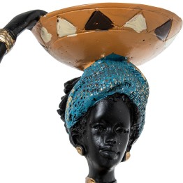 Figura Africana de Resina de Mujer 54cm | Decoración Étnica Gran Formato