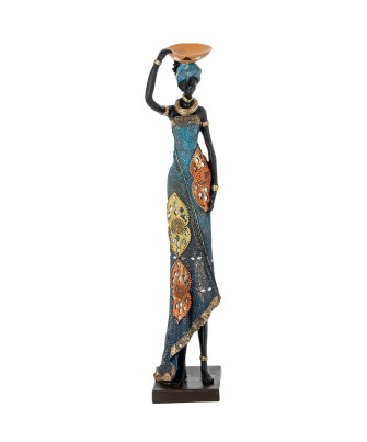 Figura Africana de Resina de Mujer 54cm | Decoración Étnica Gran Formato