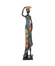 Figura Africana de Resina de Mujer 54cm | Decoración Étnica Gran Formato