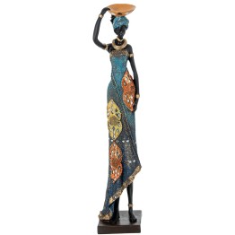 Figura Africana de Resina de Mujer 54cm | Decoración Étnica Gran Formato