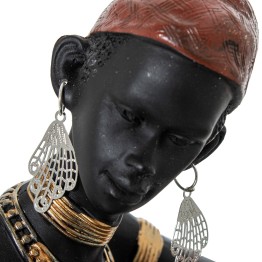 Figura Africana de Resina de Mujer Sentada 26cm | Decoración
