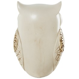 Figura Búho Blanco y Dorado Flores 13,5cm | Decoración Hogar