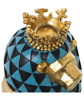 Figura León Geométrico Dorado y Azul 26cm | Decoración