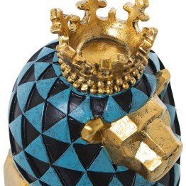Figura León Geométrico Dorado y Azul 26cm | Decoración