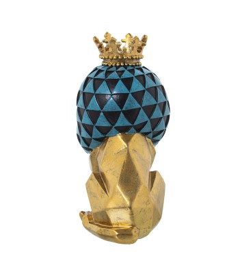Figura León Geométrico Dorado y Azul 26cm | Decoración