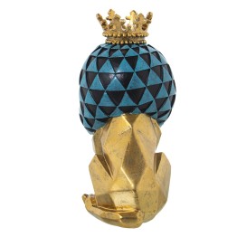 Figura León Geométrico Dorado y Azul 26cm | Decoración