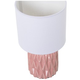 Lámpara Sobremesa Cerámica Rosa y Pantalla Blanca Ø17x30cm